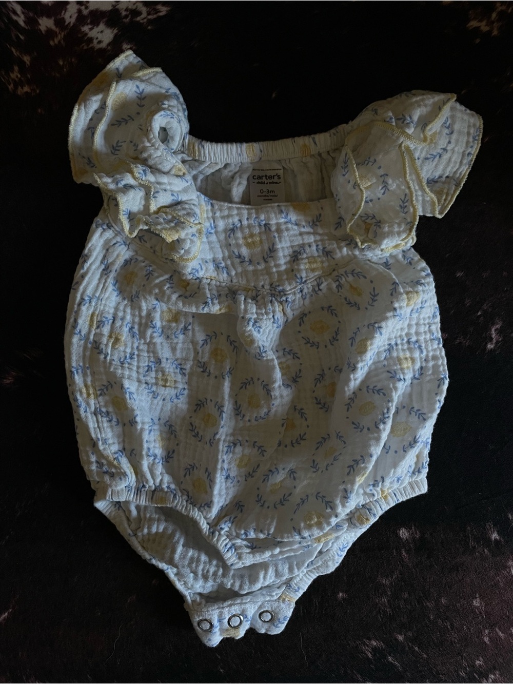 Carter's Blue & Yellow Floral Ruffle Baby One-Piece